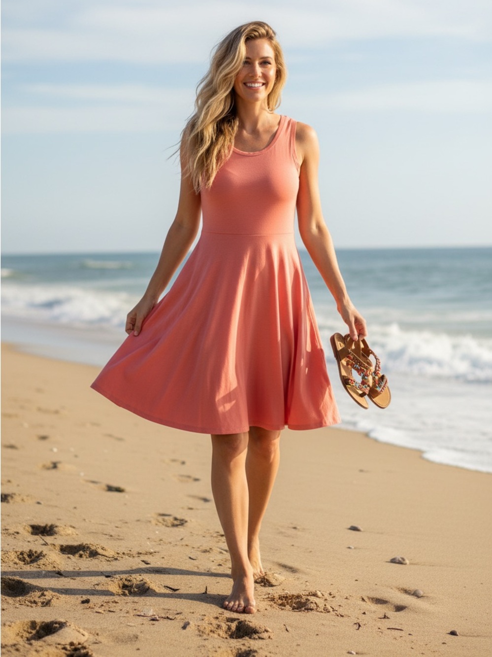 LuLaRoe Nicki • A-Line • Sleeveless • Fit and Flare Dress • Pale Salmon